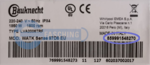 BAUKNECHT Waschtrockner Typenschild WATKSense97D6EU