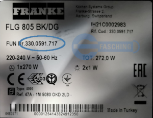 FRANKE Dunstabzug Typenschild FLG805BK
