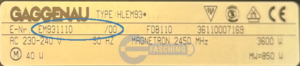 GAGGENAU Kombibackofen Typenschild EM931110