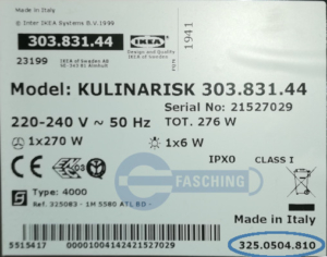 IKEA Dunstabzug Typenschild KULINARISK