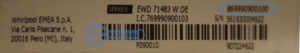 INDESIT Waschmaschine Typenschild EWD71483WDE