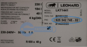 LEONARD Kühlschrank Typenschild LKT1441