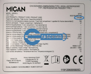 MICAN Kühlschrank Typenschild 30710