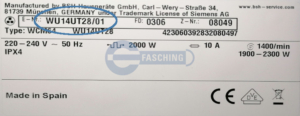 SIEMENS Waschmaschine Typenschild WU14UT28